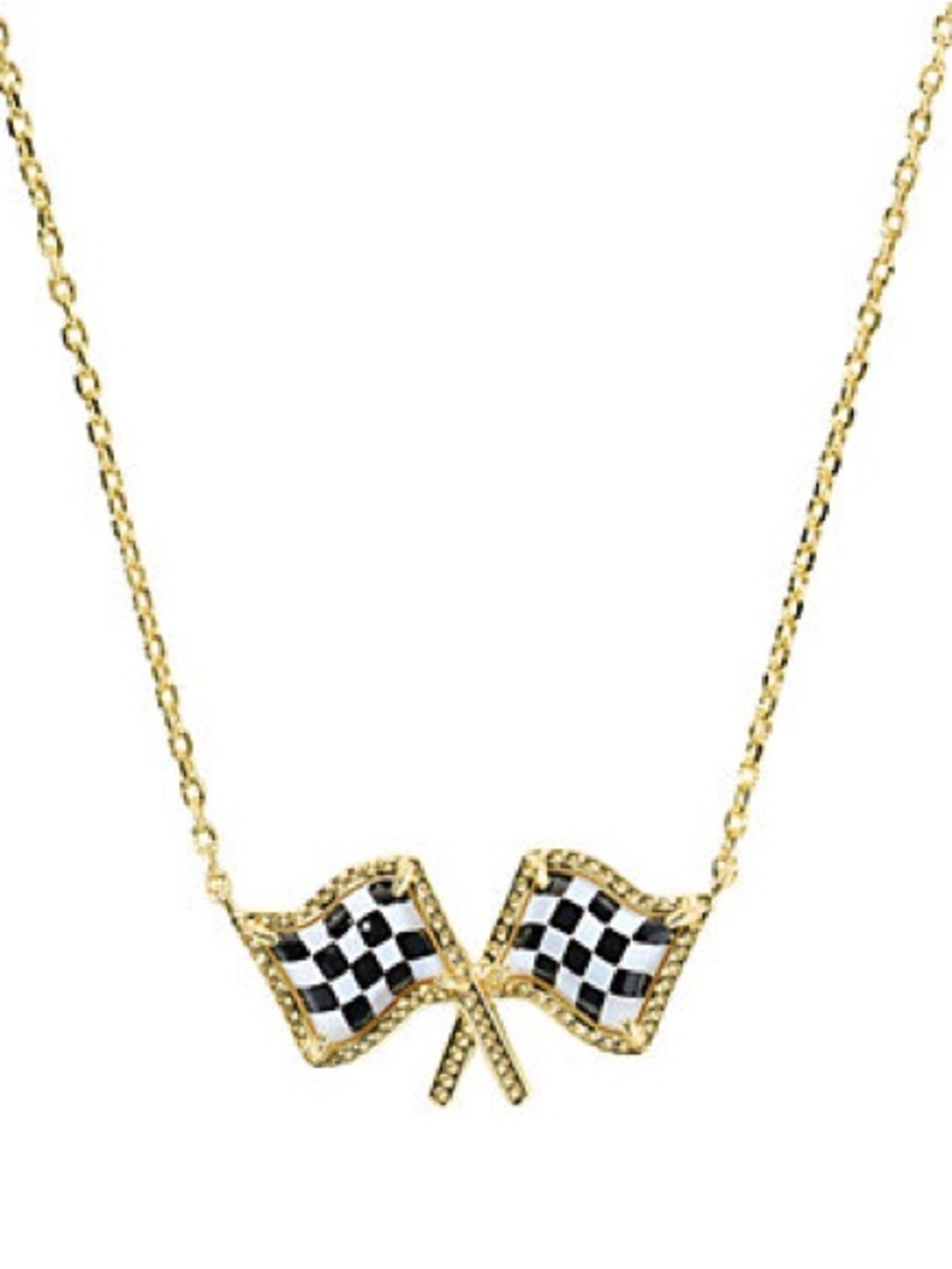Kendra Scott Checkered Flag Gold Short Pendant Necklace